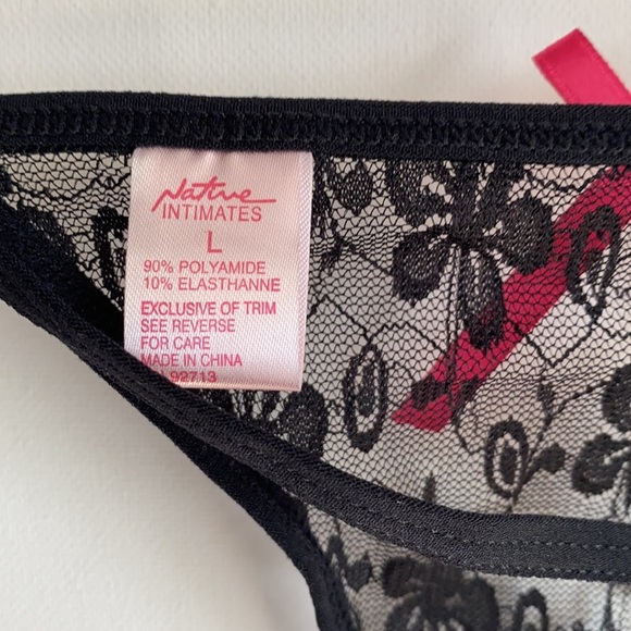 Native Intimates"Pink & Black lace Baby Doll Dress - Picture 4 of 9